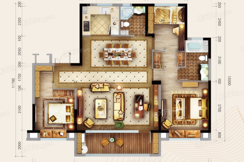 包头装修方案包头绿地国际花都二期140㎡