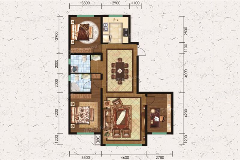 包头装修方案包头书香雅苑142.64㎡