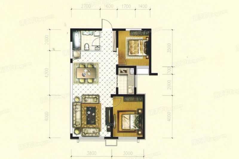 包头装修方案包头青福新城96.77㎡