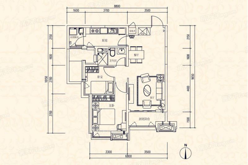 包头装修方案包头恒大天玺85㎡