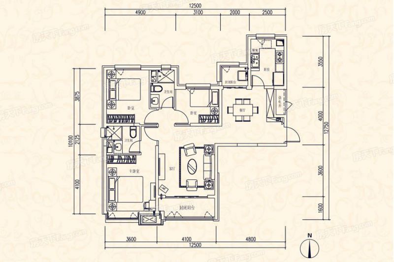 包头装修方案包头恒大天玺131㎡