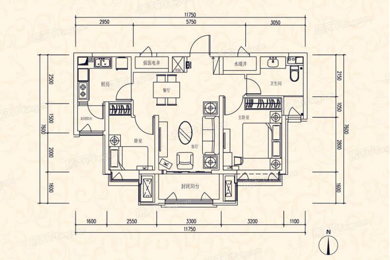 包头装修方案包头恒大天玺86㎡