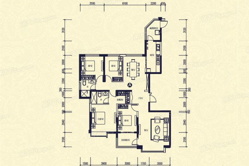 包头装修方案包头恒大帝景185.84㎡