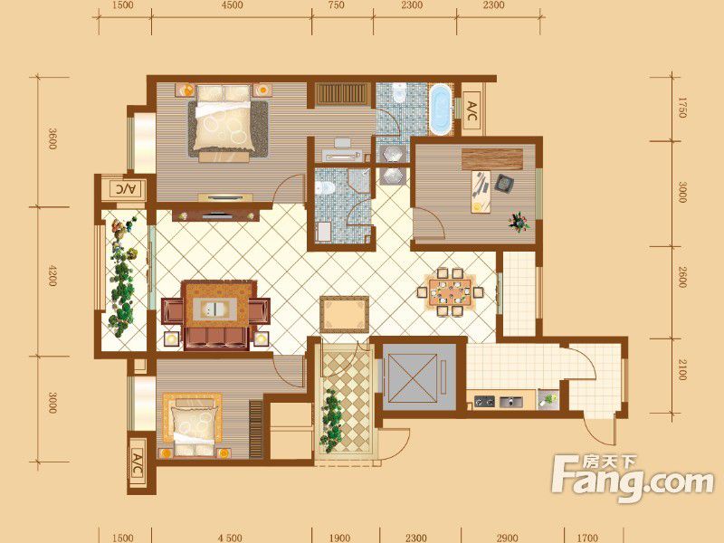 包头装修方案包头昆河壹号126.57㎡