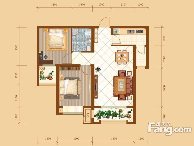 包头装修方案包头昆河壹号84.76㎡
