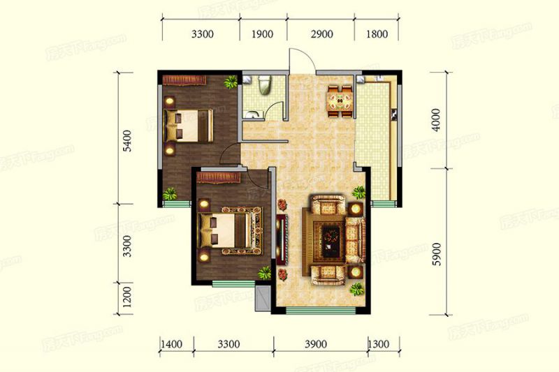 包头装修方案包头融茂第一城二期97㎡