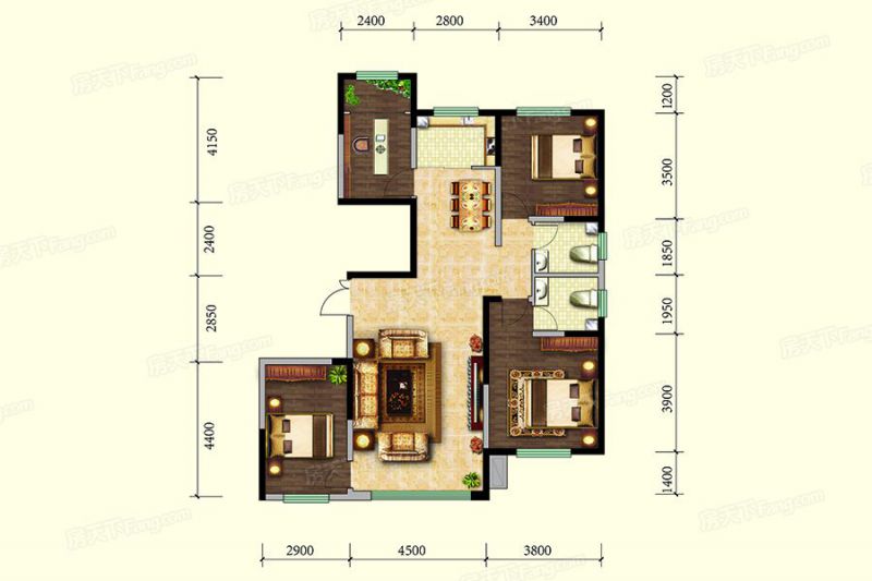 包头装修方案包头融茂第一城二期135㎡