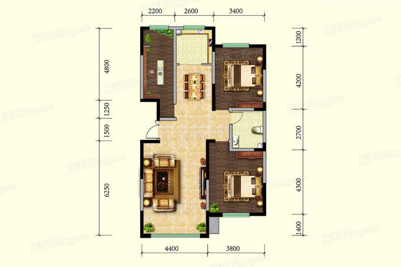 包头装修方案包头融茂第一城二期119㎡