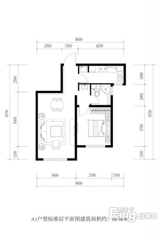 包头装修方案包头中冶水晶城68.96㎡