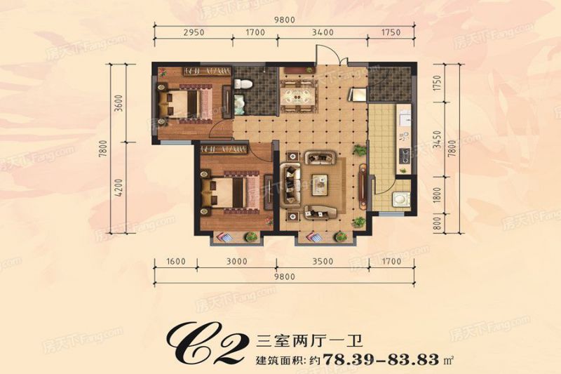 包头装修方案包头青山麗景83.83㎡
