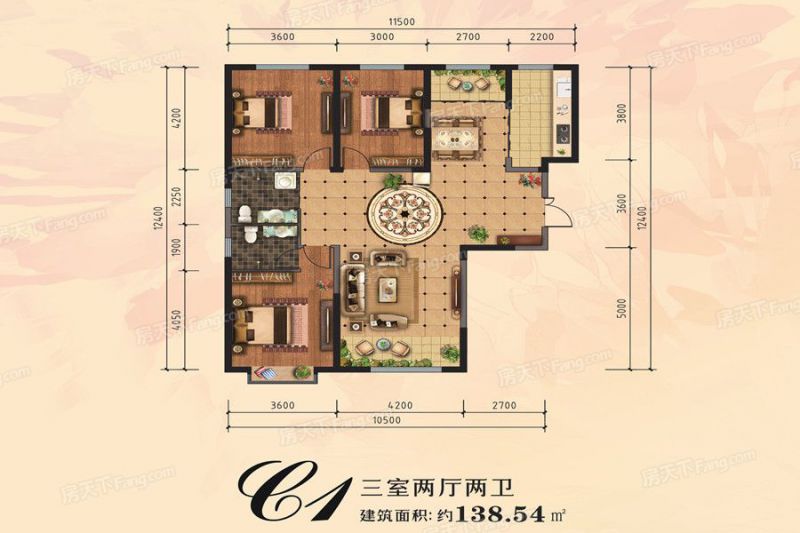 包头装修方案包头青山麗景138.54㎡