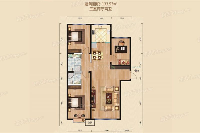 包头装修方案包头万顺广场二期133.53㎡