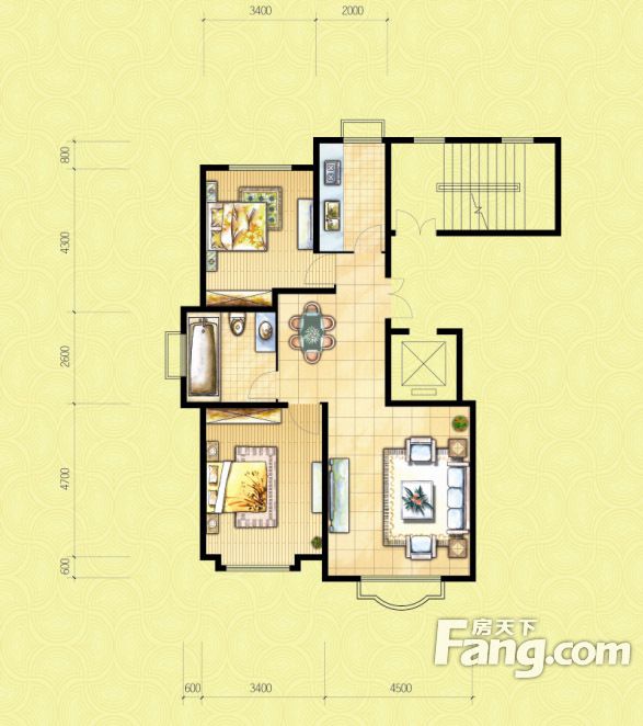 包头装修方案包头四季花城104.00㎡