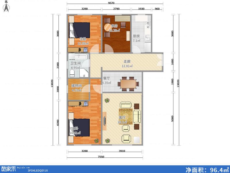 包头装修方案包头维多利·新天地96.40㎡
