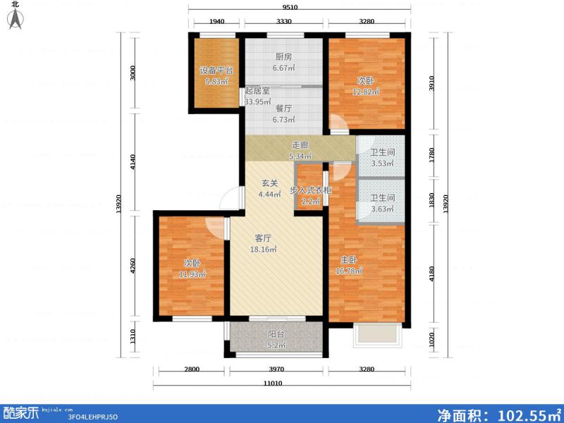 包头装修方案包头滨江国际117㎡