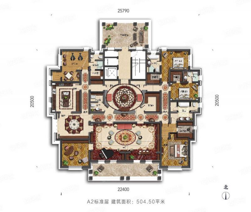 包头装修方案鹿城上院A2户型504.50平米