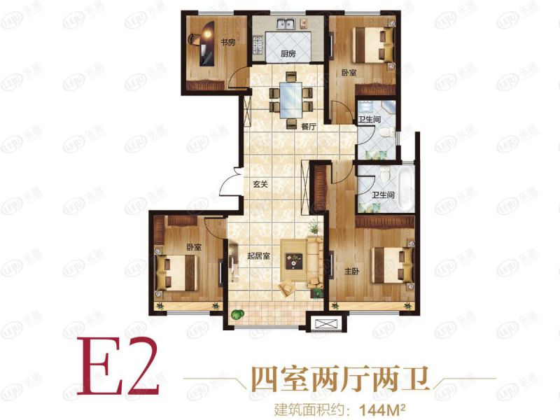 包头装修方案包头东河吾悦广场（商铺）四室两厅两卫144平方米