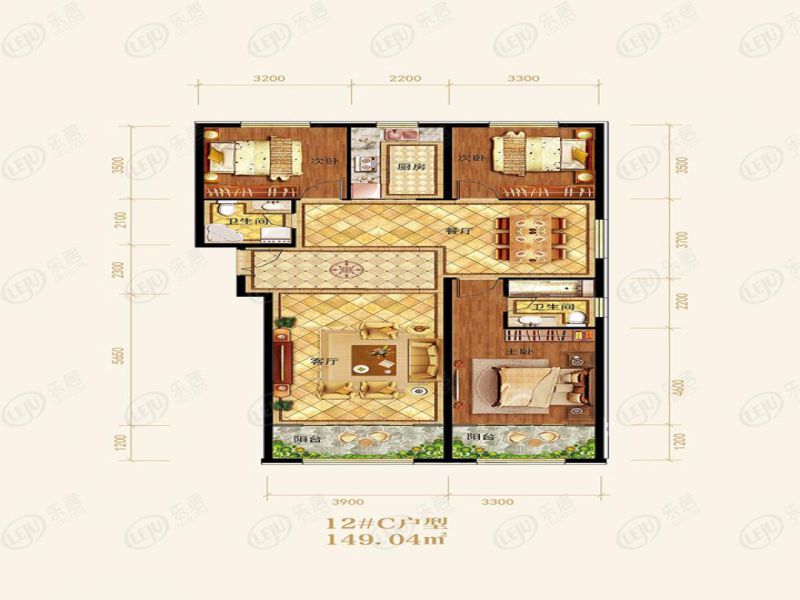 包头装修方案维多利摩尔城三室两厅两卫149.04平方米