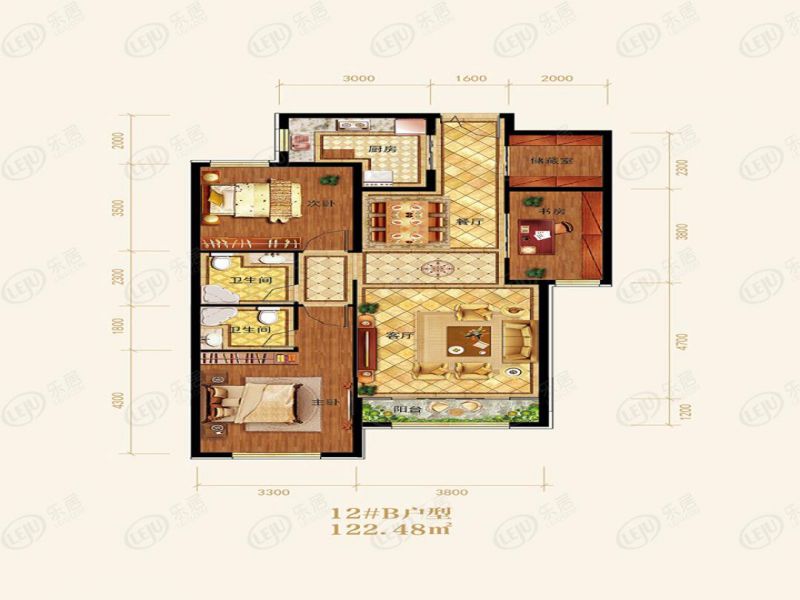 包头装修方案维多利摩尔城三室两厅两卫122.48平方米