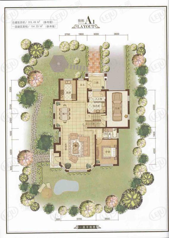 包头装修方案顺鑫望潮苑·别墅两室两厅一卫154.33平方米