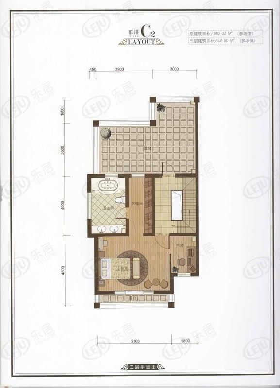 包头装修方案顺鑫望潮苑·别墅一室一厅一卫58.5平方米