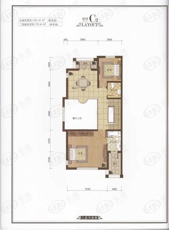 包头装修方案顺鑫望潮苑·别墅两室一厅一卫78.64平方米