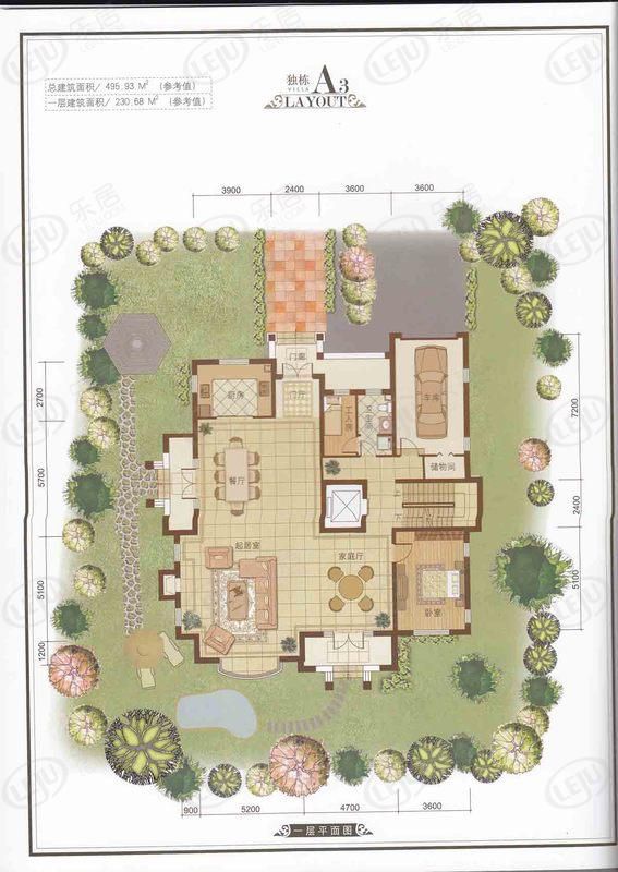 包头装修方案顺鑫望潮苑·别墅两室两厅一卫230平方米
