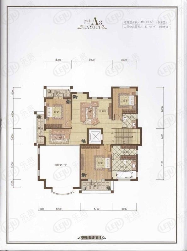 包头装修方案顺鑫望潮苑·别墅三室两厅两卫157.4平方米